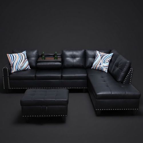 Trygoal L-Shaped Sectional, Gloss Black