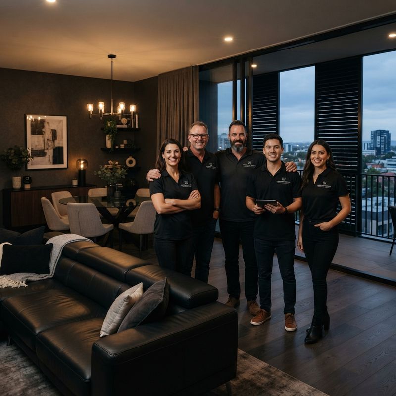 Trygoal furniture staged in a dark living room