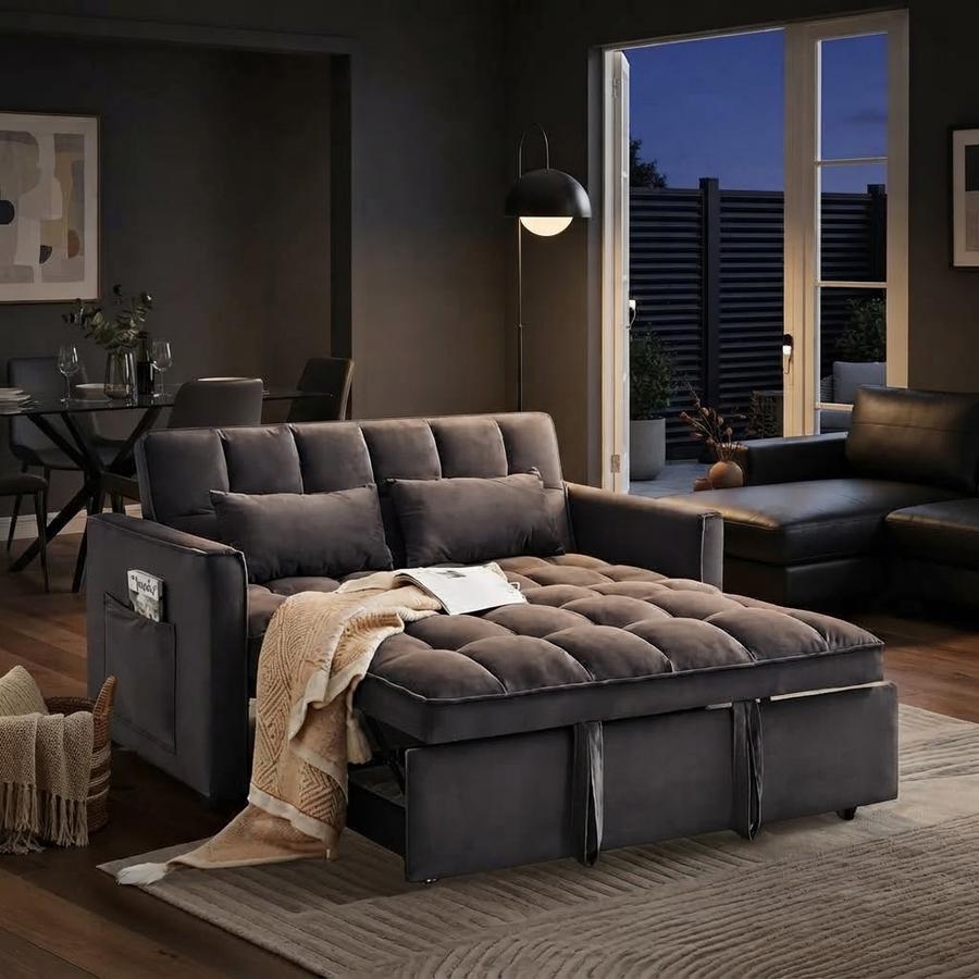 Trygoal 3-in-1 Convertible Sofa Bed, Deep Gray